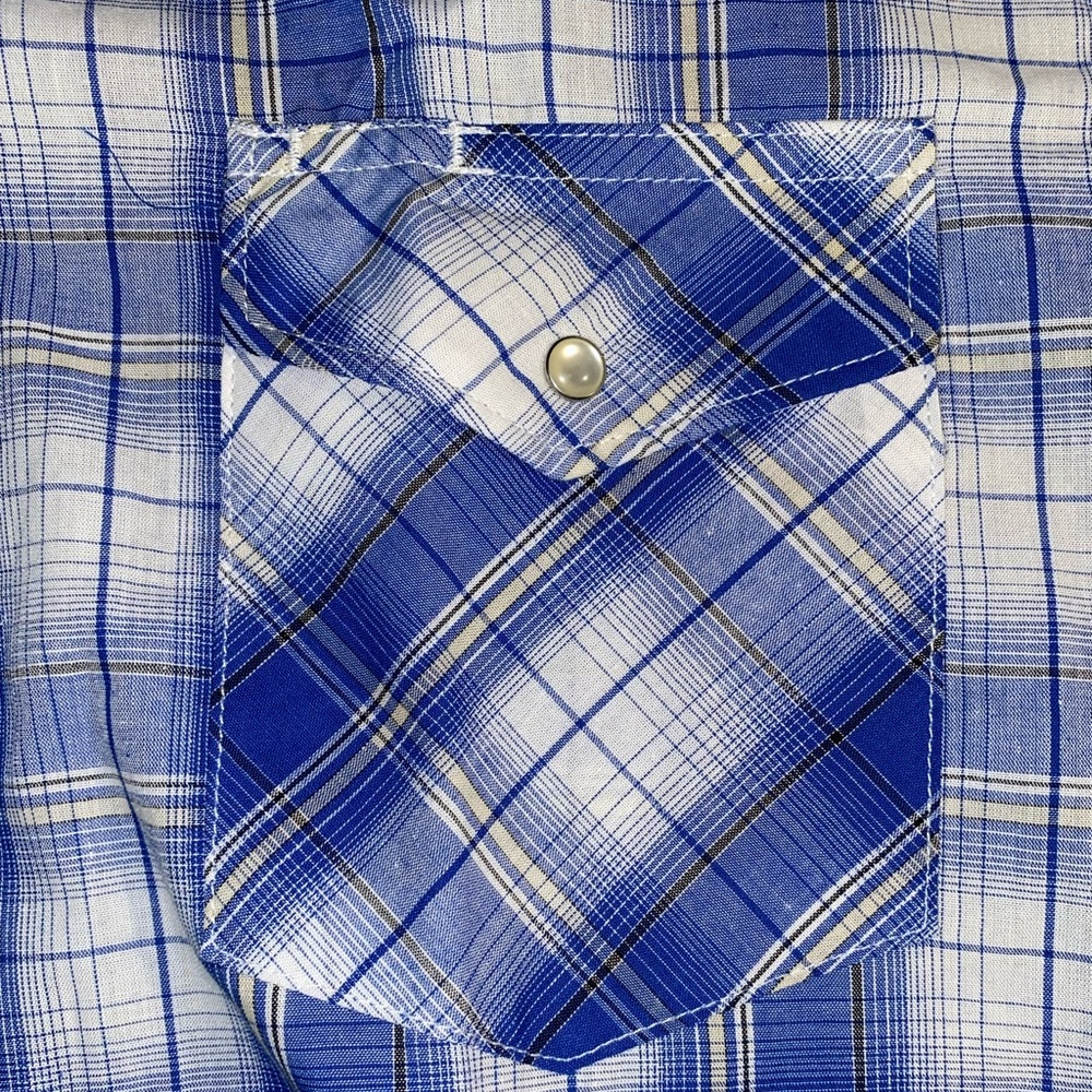 Wrangler Western Size Large Pearl Snap Button Up Down Plaid Work Dad Beach Shirt - Picture 3 of 11